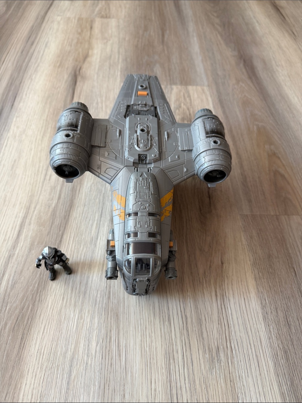 Star Wars Gray Cargo Starfighter Toy with Orange Markings